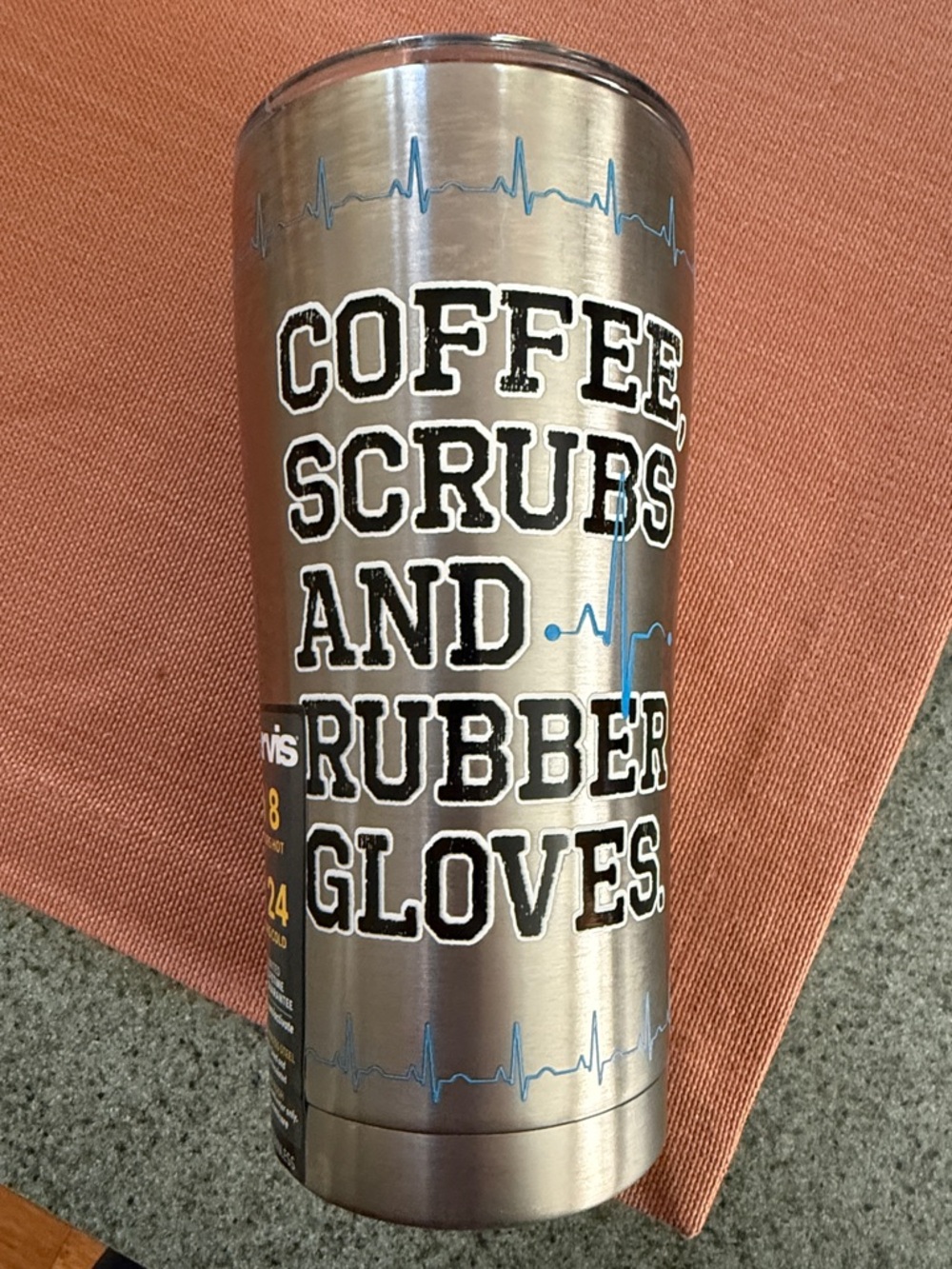 tervis Stainless Steel nurse Tumbler with Black, Yellow and Blue Accents